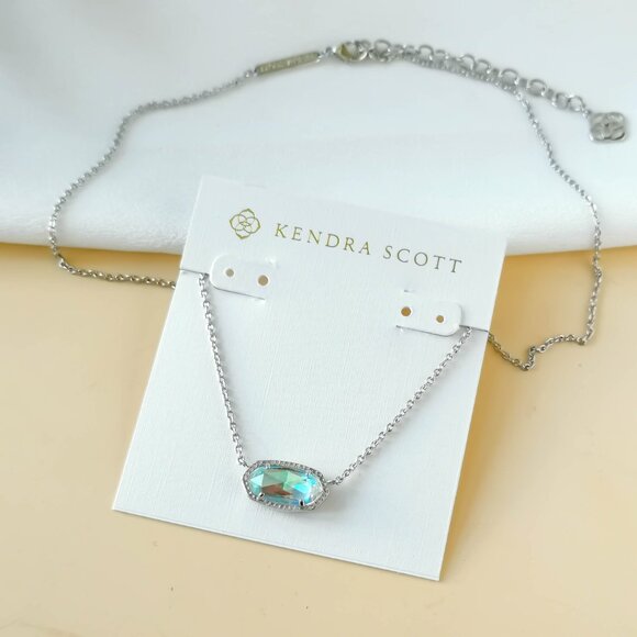 NEW Kendra Scott Elisa Silver Dichroic Glass Necklace - Picture 2 of 3